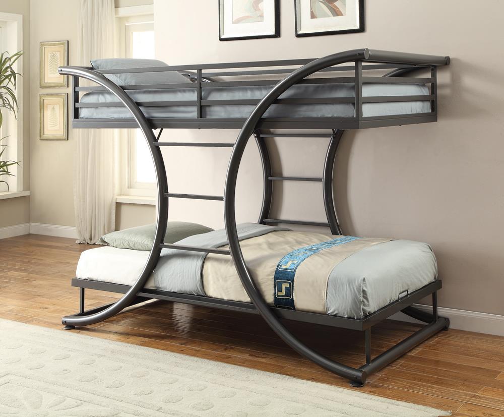 Stephan Contemporary Gunmetal Twin-over-Twin Bunk Bed Coaster Z2 Premium