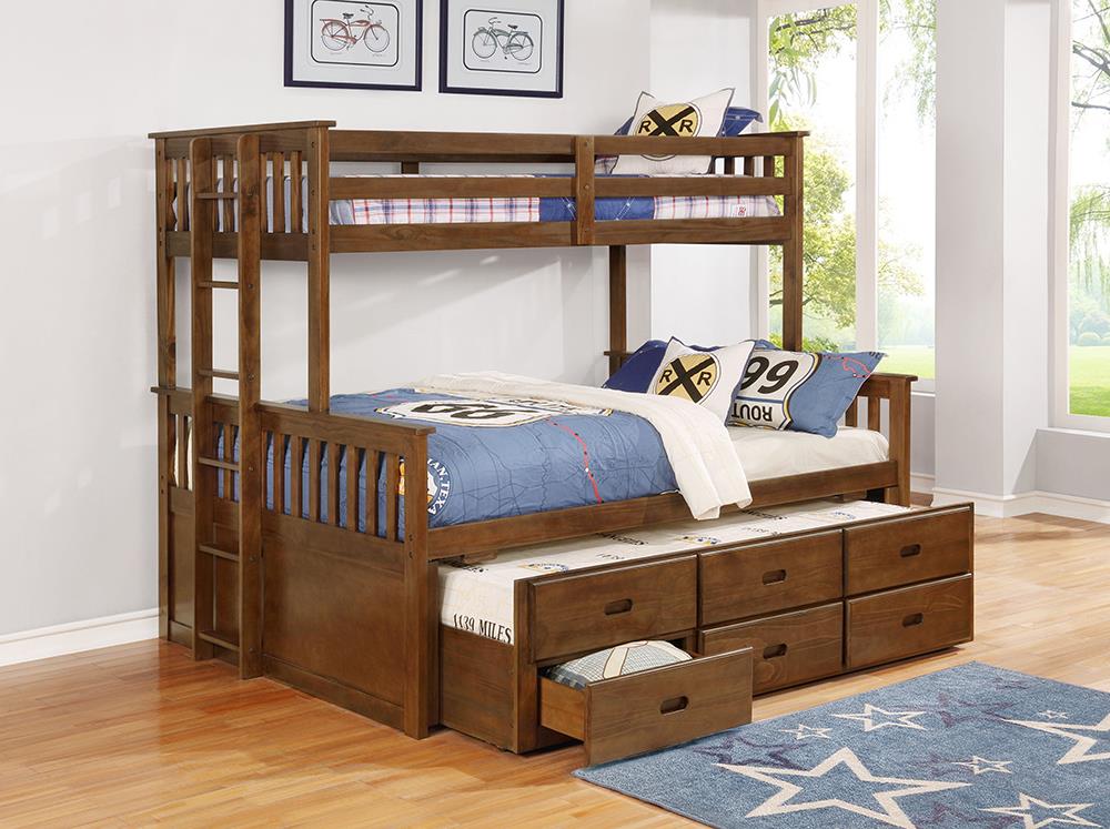 Atkin Weathered Walnut Twin XL-over-Queen Bunk Bed Coaster Z2 Premium