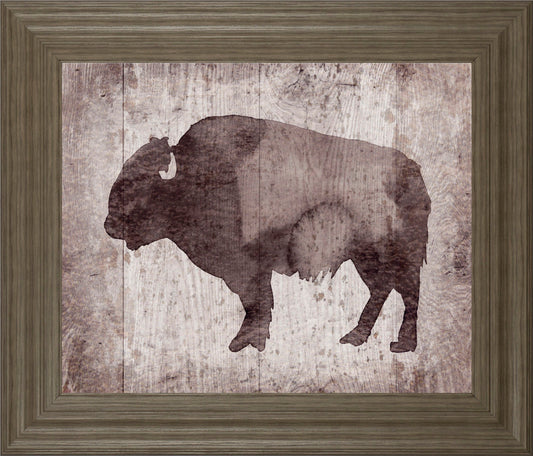 Wildness II-timber By Sandra Jacobs - Framed Bison Print Wall Art - Dark Brown Classy Art