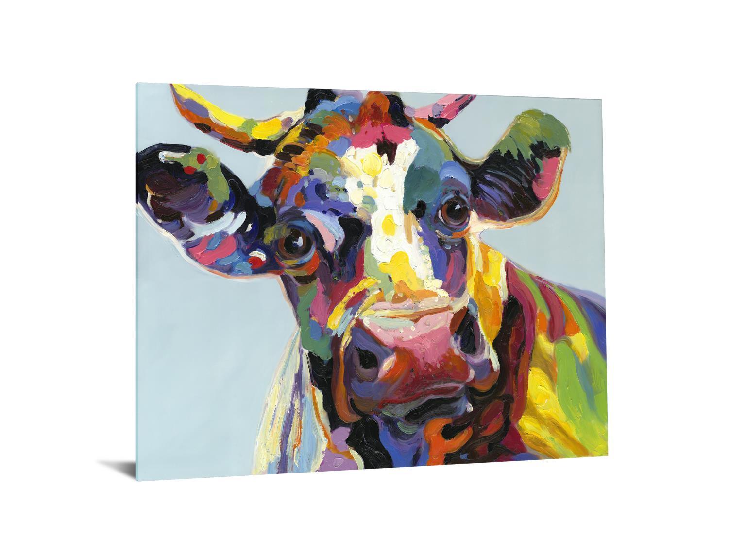 Temp Glass With Foil - Abstract Cow - Blue Classy Art