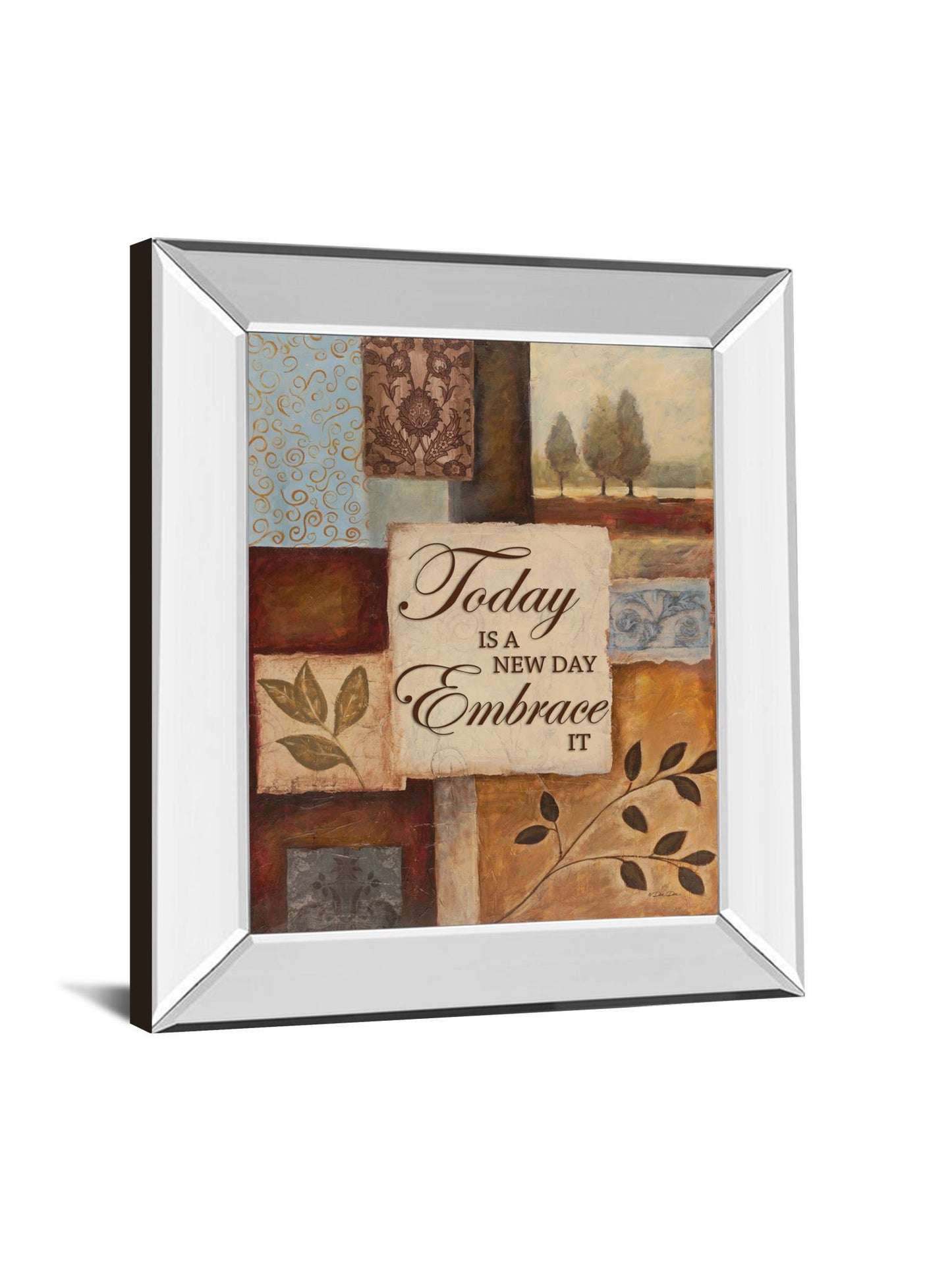 New Day By Dee Dee - Mirror Framed Print Wall Art - Dark Brown Classy Art