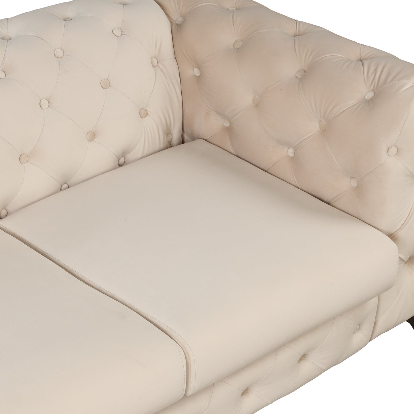 63" Velvet Upholstered Loveseat Sofa,Modern Loveseat Sofa with Button Tufted Back,2-Person Loveseat Sofa Couch for Living Room,Bedroom,or Small Space,Beige House to Home Furnishings LLC