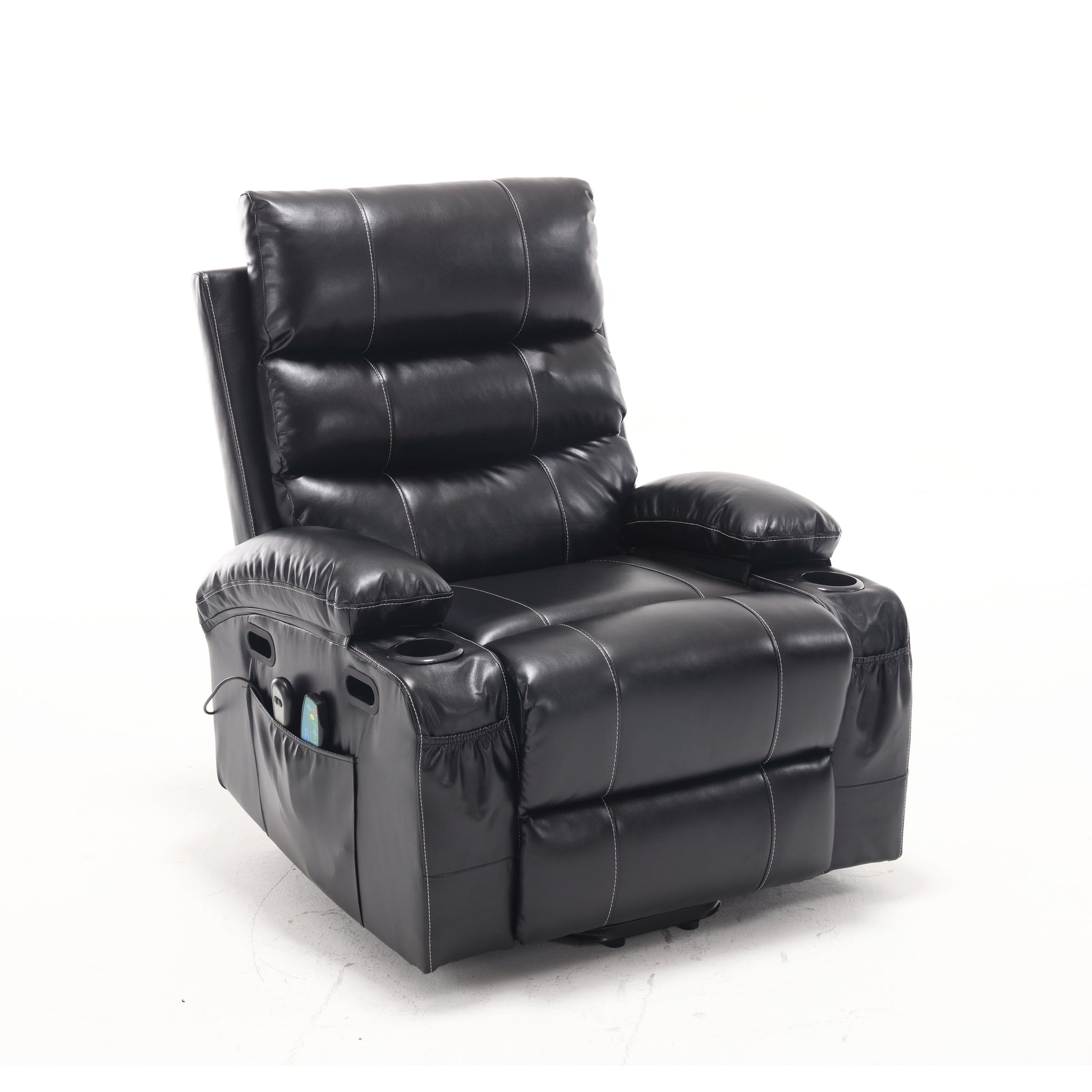 21" Seat Width, Large Size Electric Power Lift Recliner Chair Sofa for Elderly, 8 Point Vibration Massage and Lumber HEAT🔥, Remote Control, Side Pockets and Cup Holders, Cozy Fabric, Overstuffed Arm pu House to Home Furnishings LLC