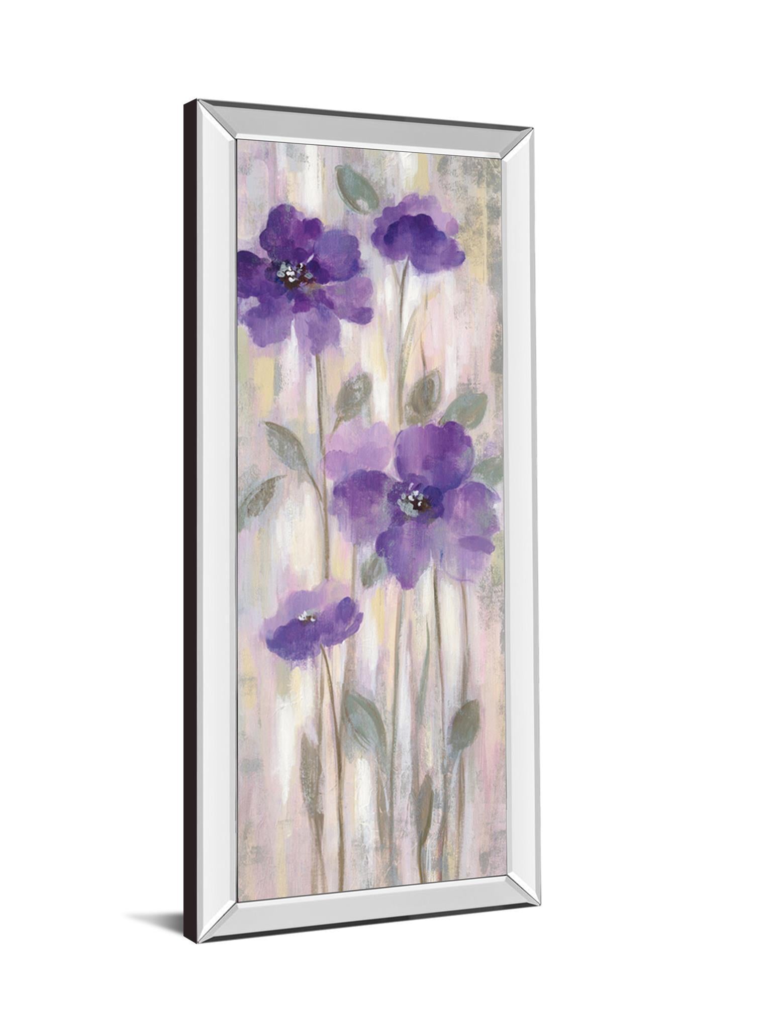 Spring Floral I By Silvia Vassileva - Mirrored Frame Wall Art - Purple Classy Art