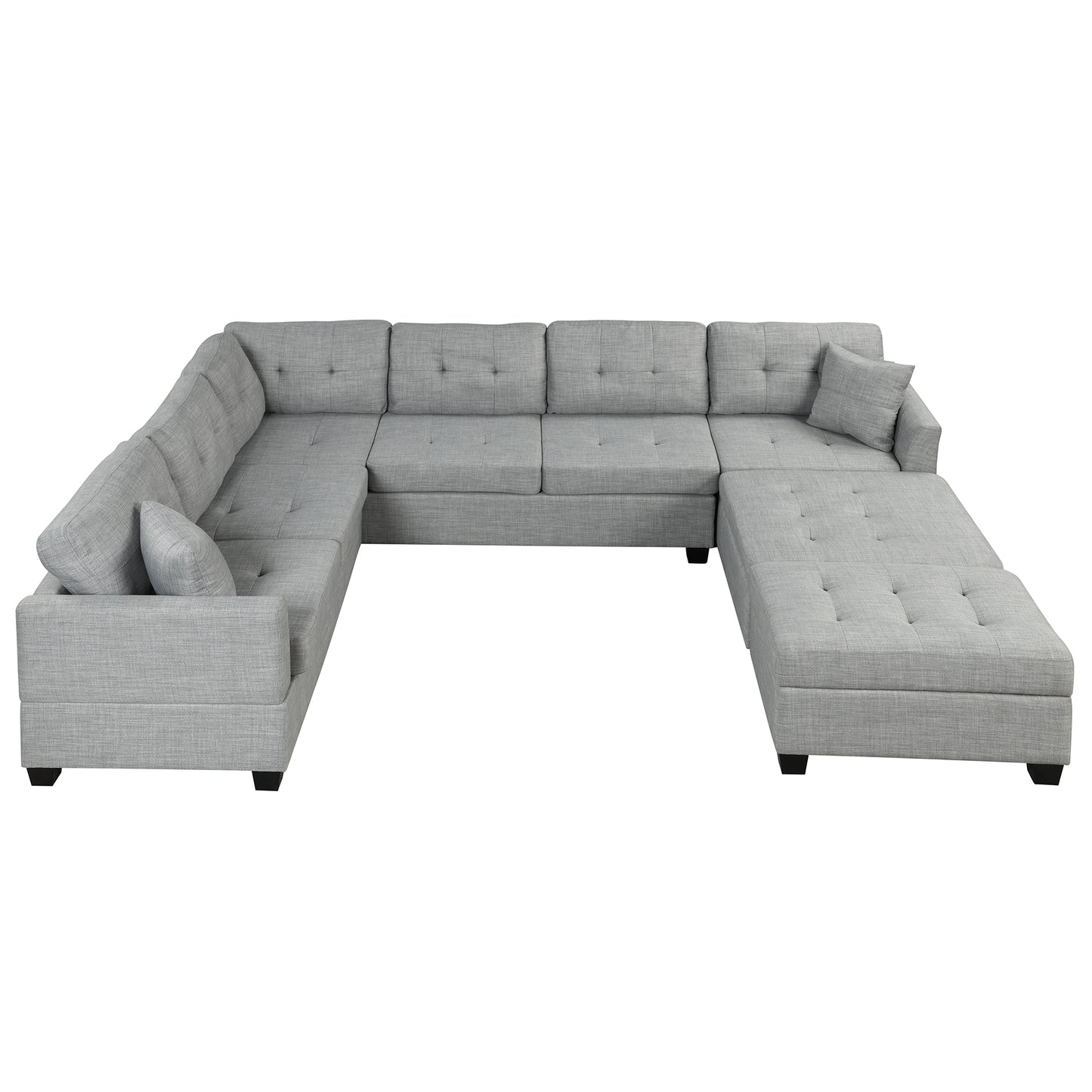 121.3" Oversized Sectional Sofa with Storage Ottoman, U Shaped Sectional Couch with 2 Throw Pillows for Large Space Dorm Apartment House to Home Furnishings LLC