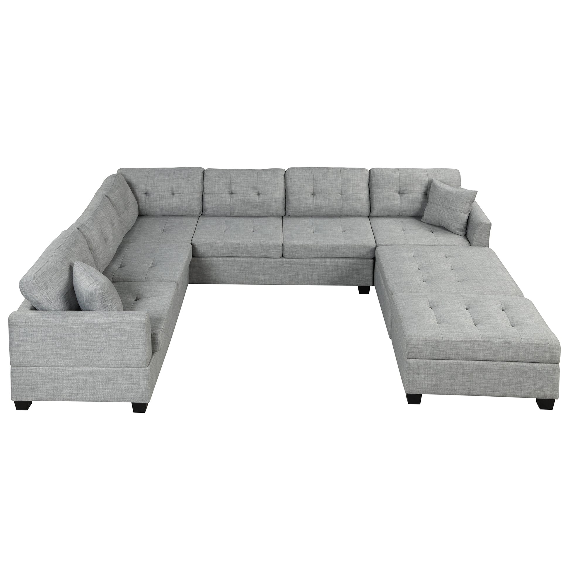 121.3" Oversized Sectional Sofa with Storage Ottoman, U Shaped Sectional Couch with 2 Throw Pillows for Large Space Dorm Apartment House to Home Furnishings LLC