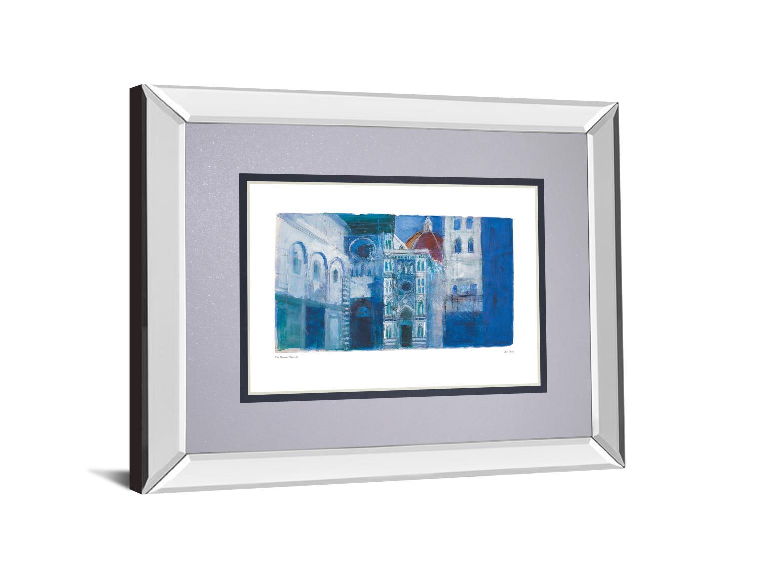 The Duomo, Florence By Ann Oram - Mirror Framed Print Wall Art - Blue Classy Art