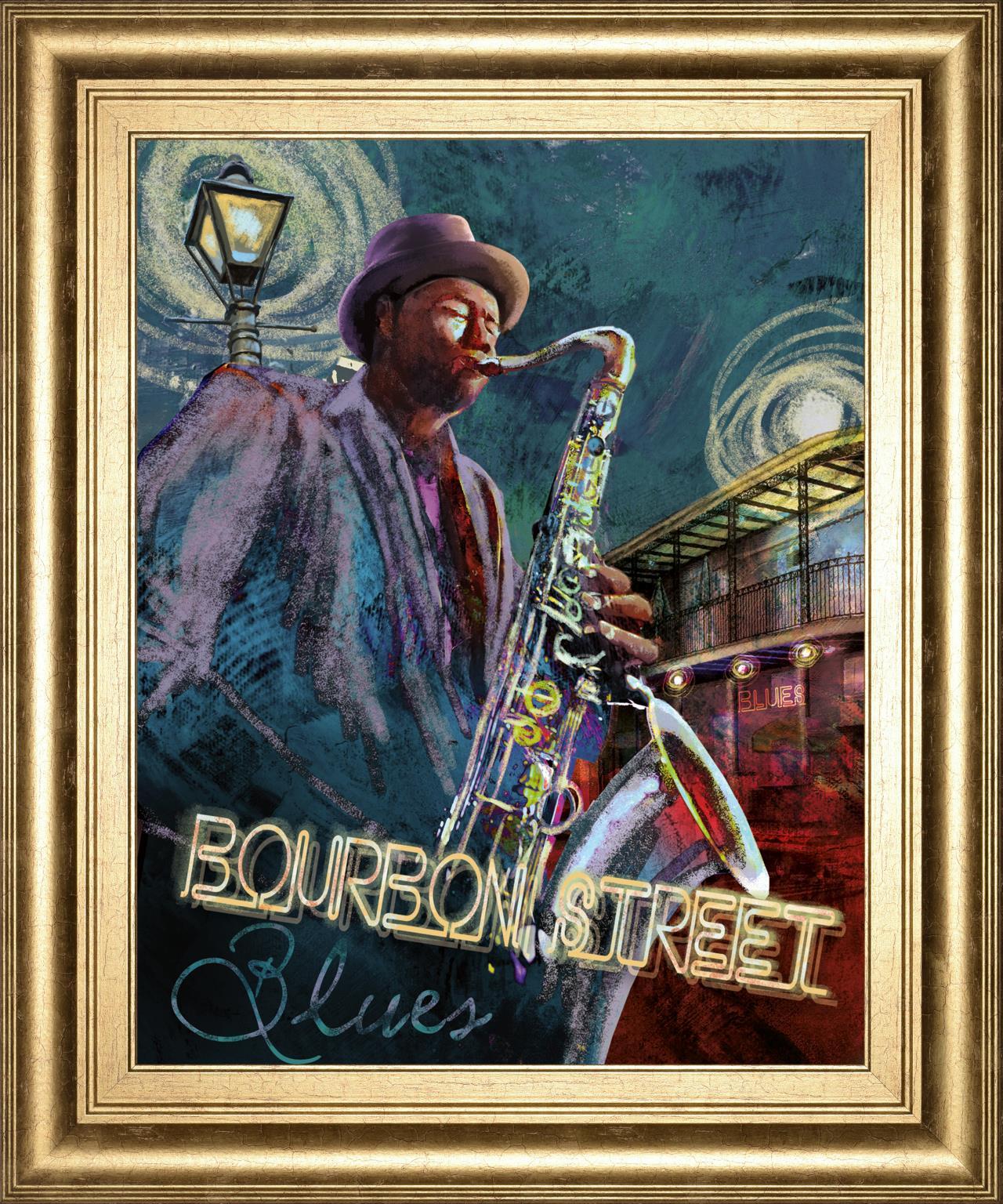 22x26 Bourbon Street Blues By Conrad Knutsen - Blue Classy Art