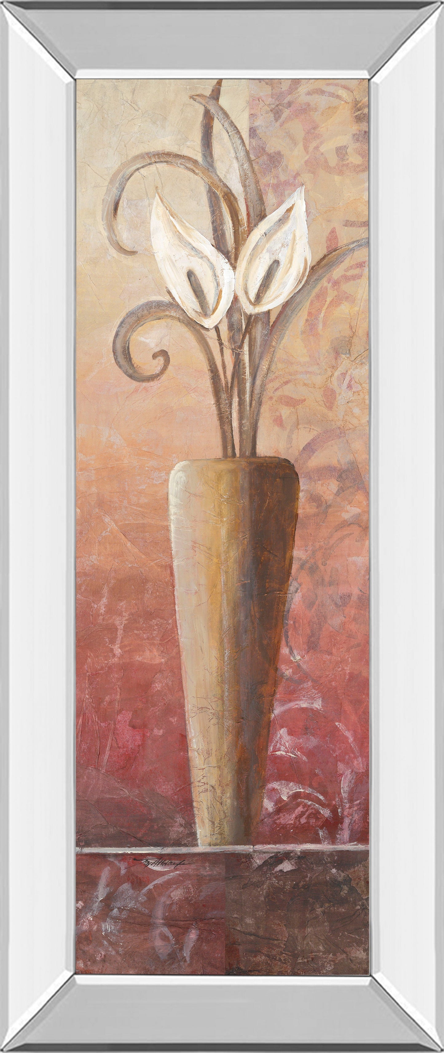 Flower In Vase I - Mirrored Framed Print Wall Art - Red Classy Art