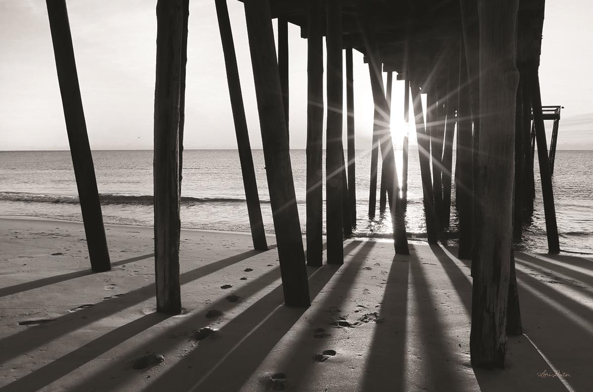 Small - Sunrise At The Pier By Lori Deiter - Dark Gray Classy Art