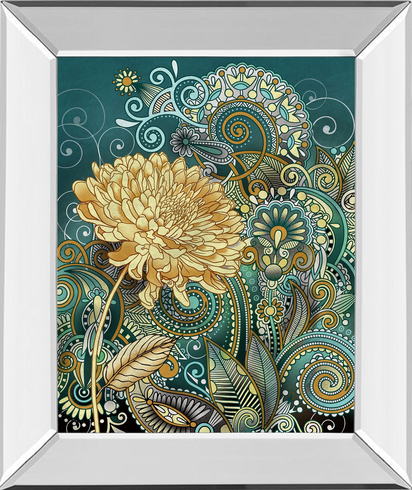 Inspired Blooms 1 By Conrad Knutsen - Mirror Framed Print Wall Art - Green Classy Art