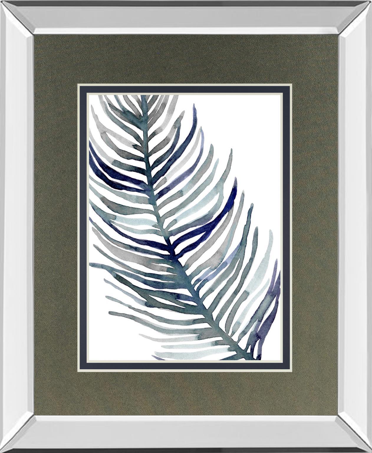 Blue Feathered Palm I By Emma Scarvey - Dark Gray Classy Art