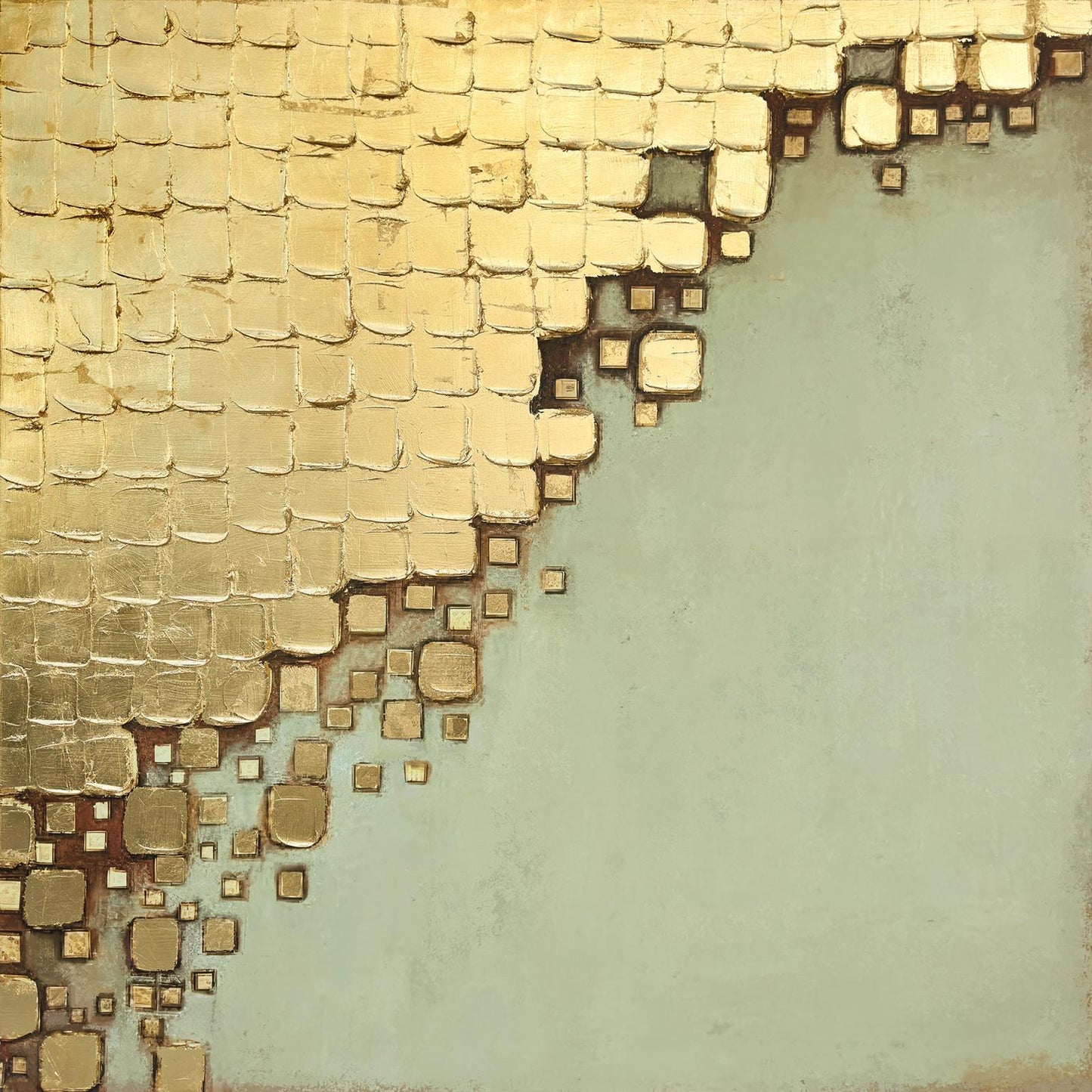 56x56 Hand Painted Textured Canvas - Golden Classy Art