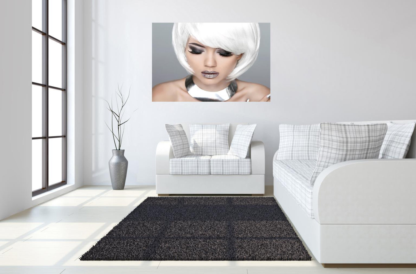 Floating Tempered Glass With Foil Blond - Pearl Silver Classy Art
