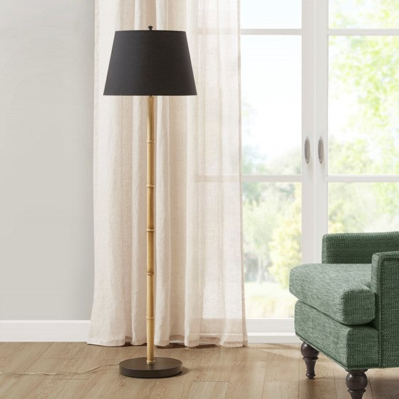 Metal Bamboo Floor Lamp 59.5"H Black/Natural Olliix.com