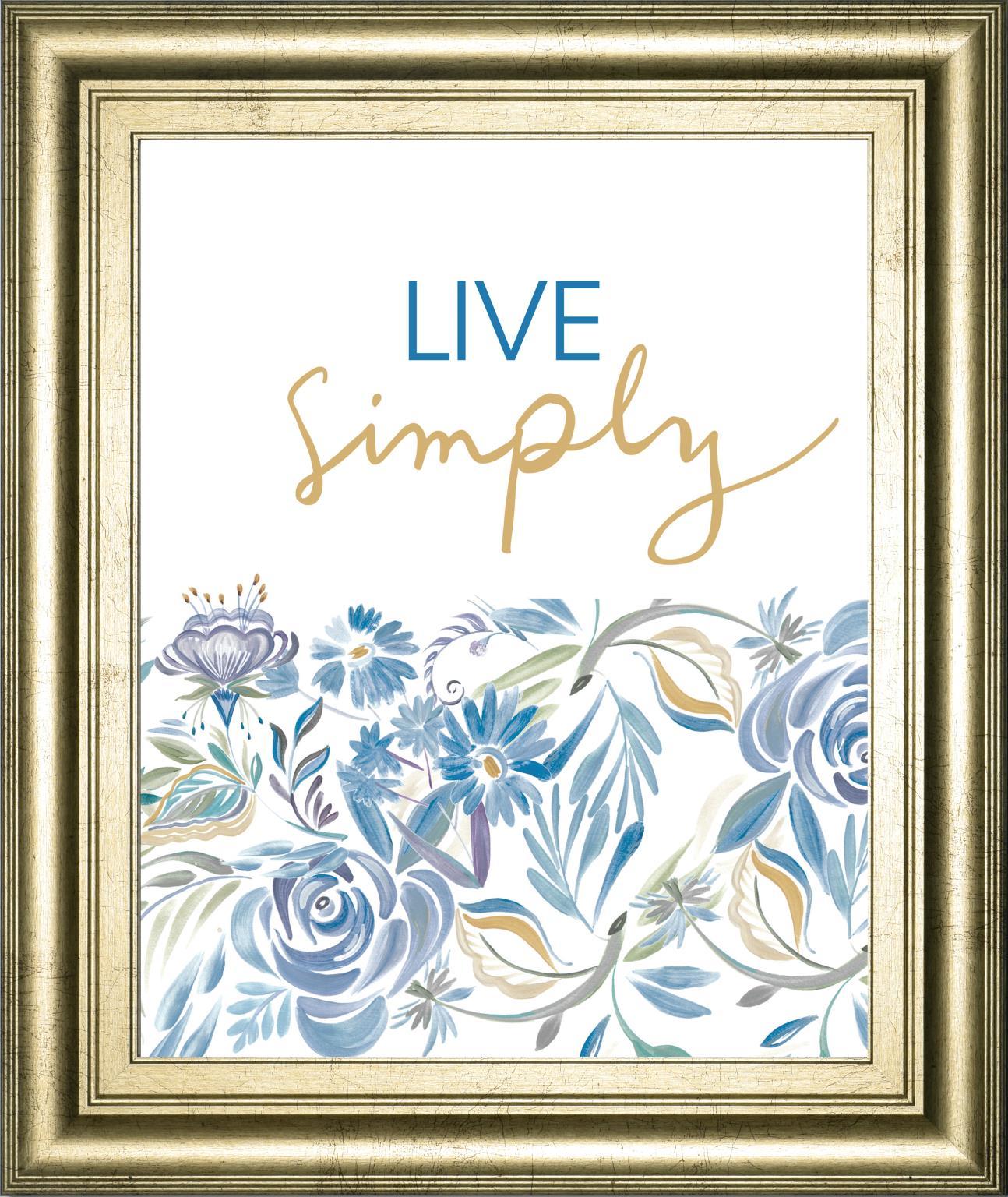 22x26 Live Simply Floral By AniDel Sol - Light Blue Classy Art