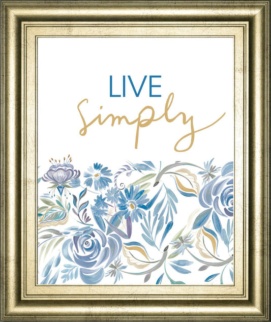 22x26 Live Simply Floral By AniDel Sol - Light Blue Classy Art