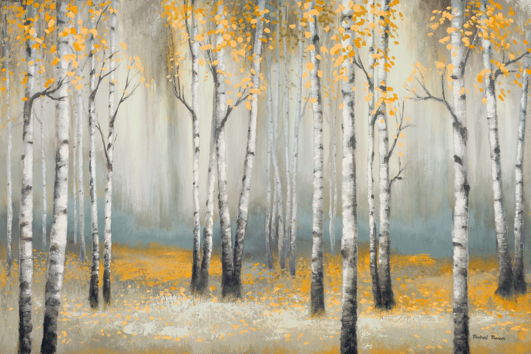 Golden September Birchmichaelmarcon - Yellow Classy Art