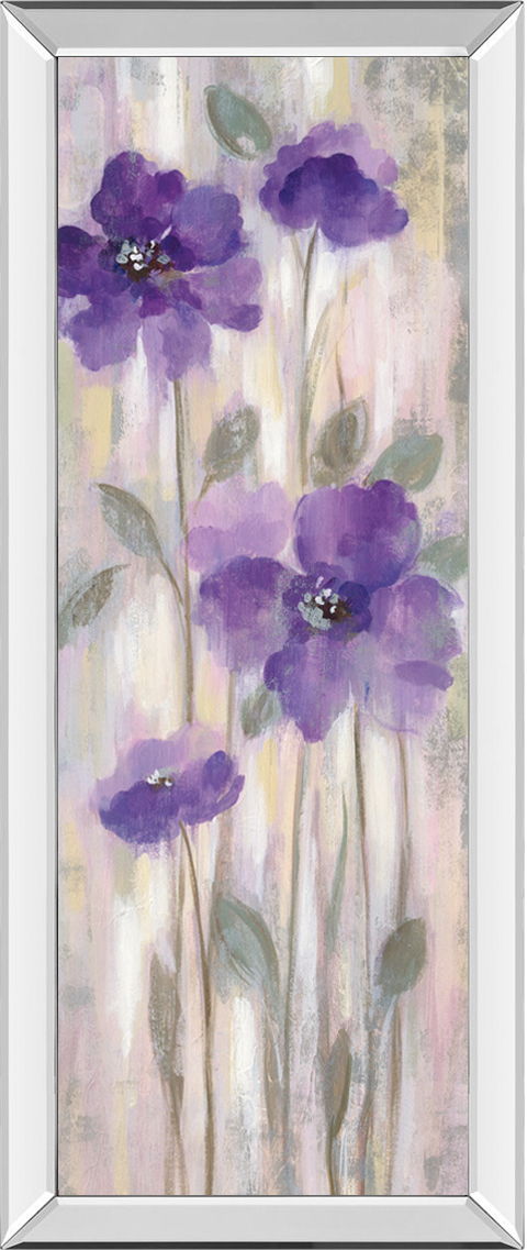 Spring Floral I By Silvia Vassileva - Mirrored Frame Wall Art - Purple Classy Art