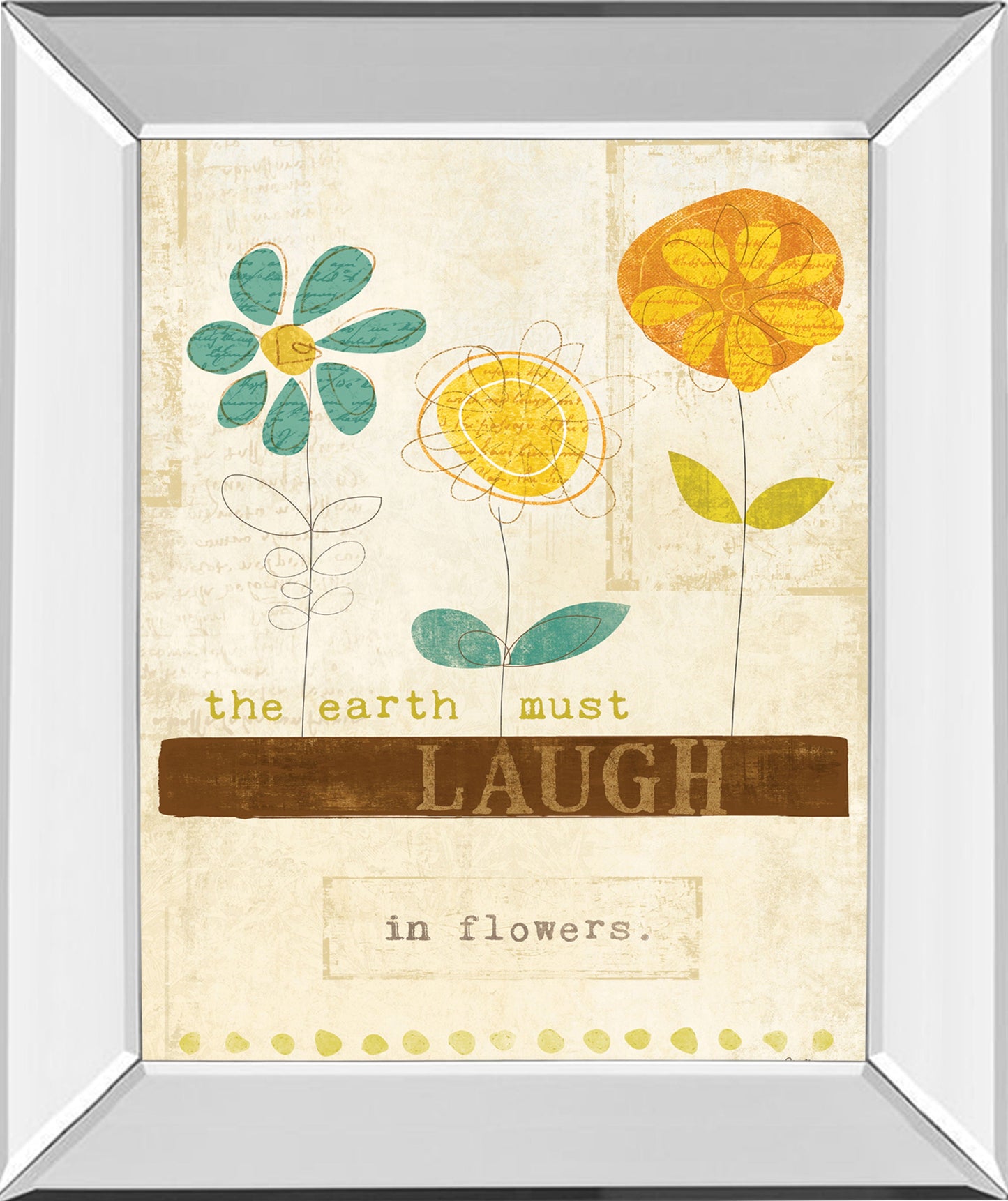 Laugh In Flowers By Mollie B - Mirror Framed Print Wall Art - Orange Classy Art