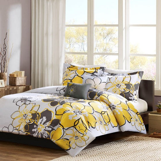 Floral Comforter Set Yellow Cal King Olliix.com