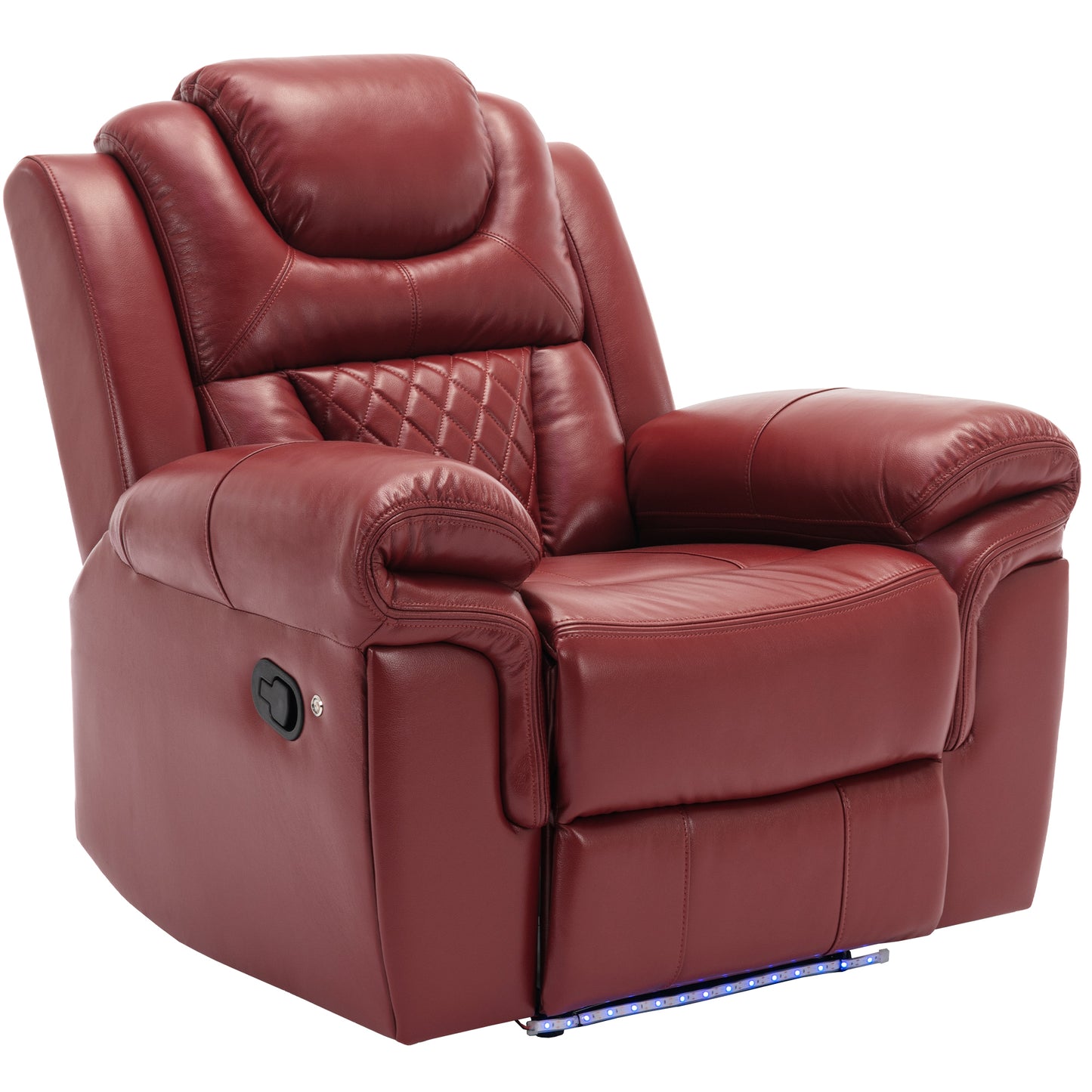 3 Pieces Recliner Sofa Sets Home Theater Seating Manual Recliner Chair with Center Console and LED Light Strip for Living Room, Wind Red House to Home Furnishings LLC