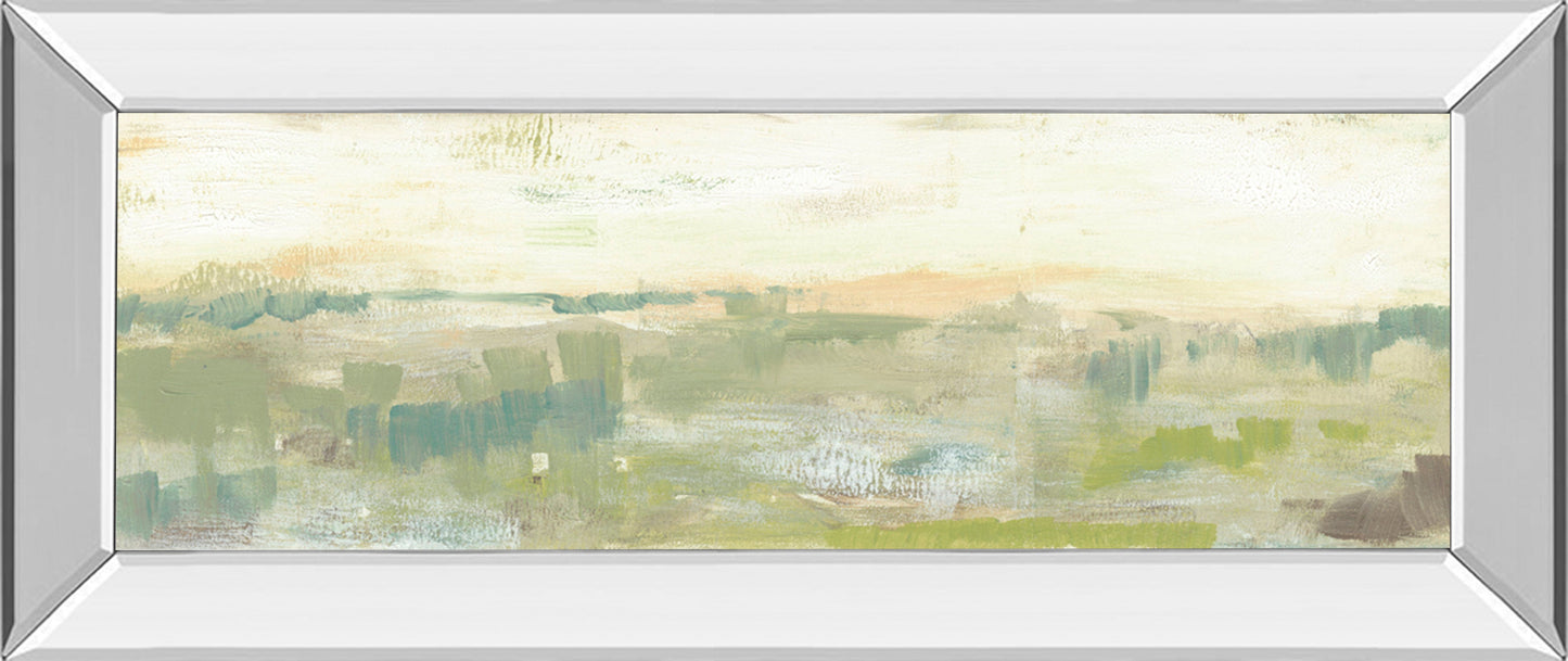 Greenery Horizon Line II By Jennifer Goldberger - Mirror Framed Print Wall Art - Green Classy Art