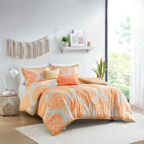 Comforter Set Orange Twin XL Olliix.com