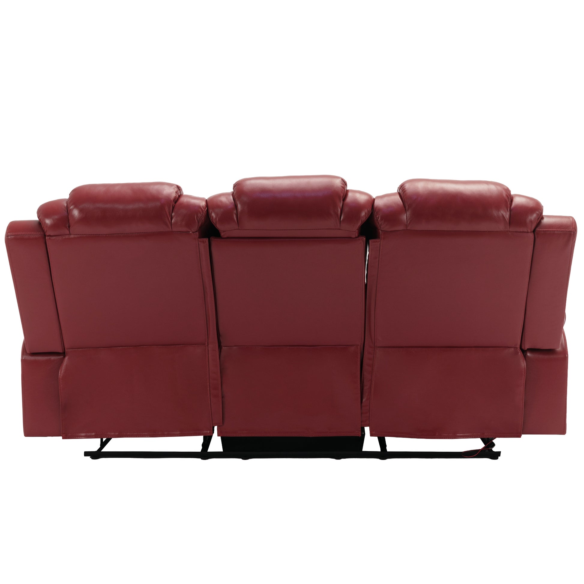 3 Pieces Recliner Sofa Sets Home Theater Seating Manual Recliner Chair with Center Console and LED Light Strip for Living Room, Wind Red House to Home Furnishings LLC