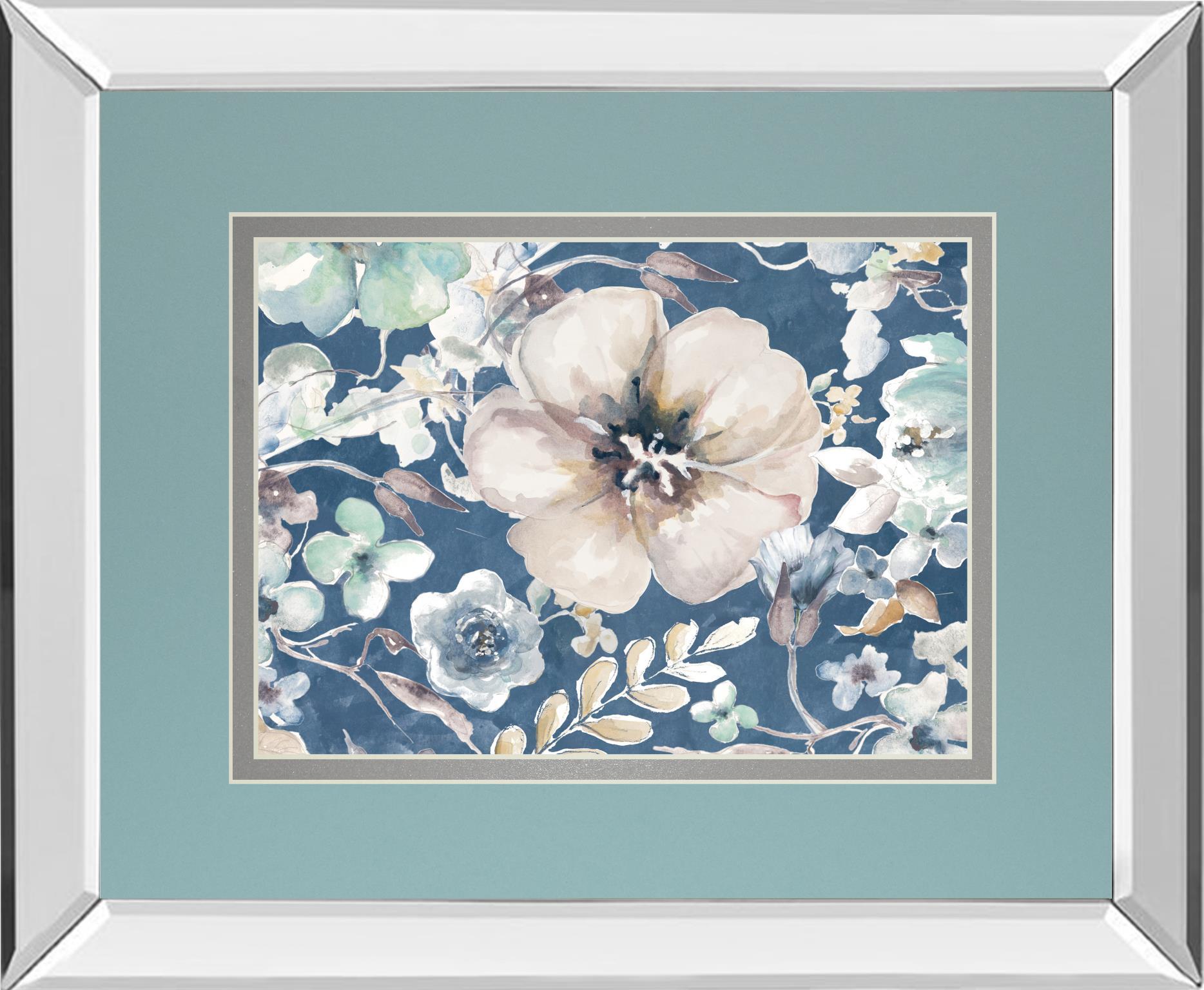 Indigo Beautiful II Mirror Framed By PatriciaPinto - Light Blue Classy Art