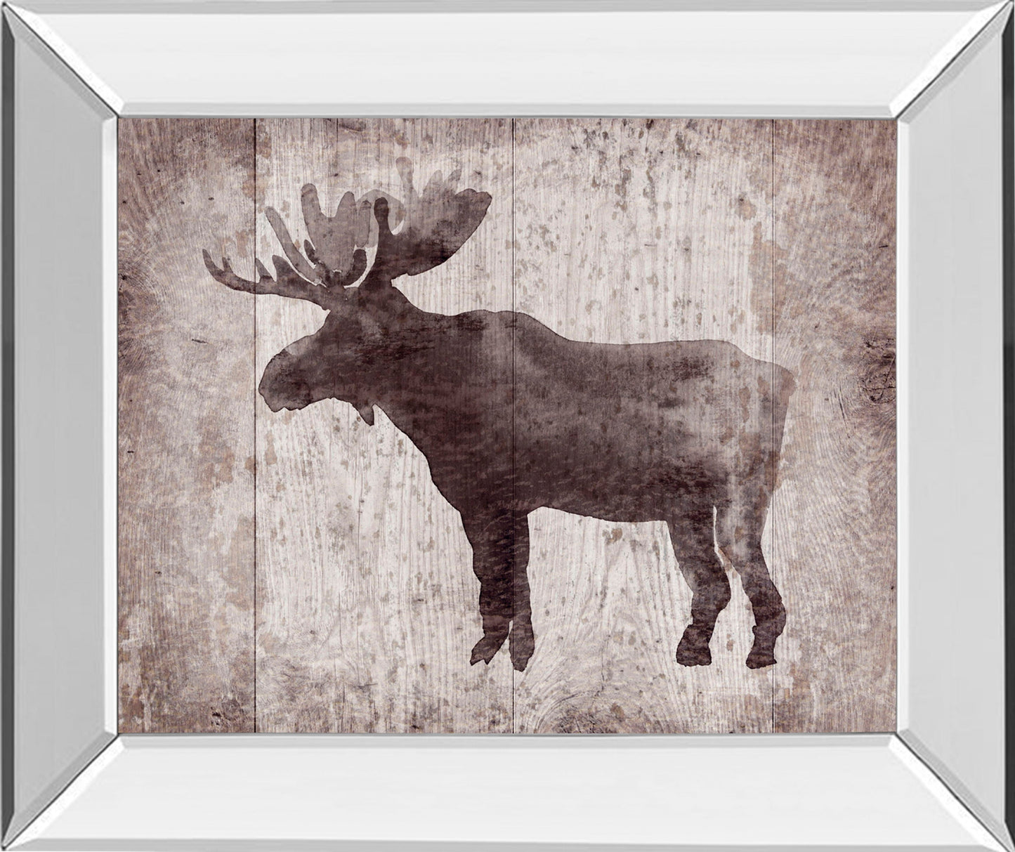 Wildness Iv-timber By Sandra Jacobs - Mirror Framed Elk Print Wall Art - Dark Brown Classy Art