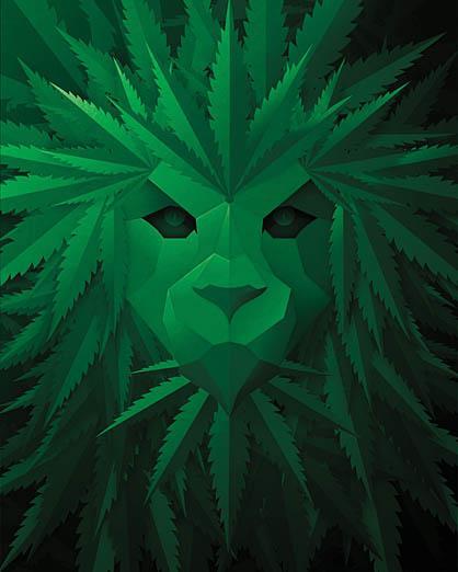 Green Lion By JG Studios - Green Classy Art