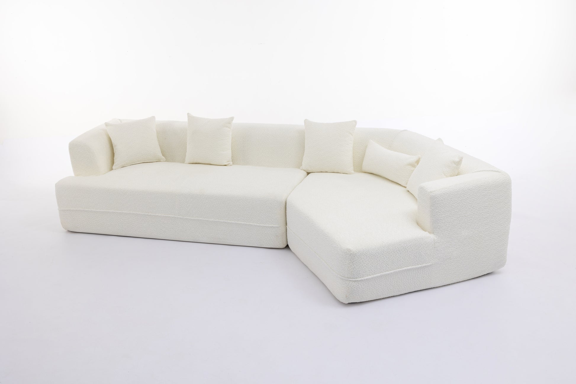 [VIDEO PROVIDED] Modular Living room sofa set, modern minimalist style sofa, salon upholstered sleeper sofa, 2 PC free combination, round fiber fabric, anti-wrinkle fabric, creamy-white House to Home Furnishings LLC