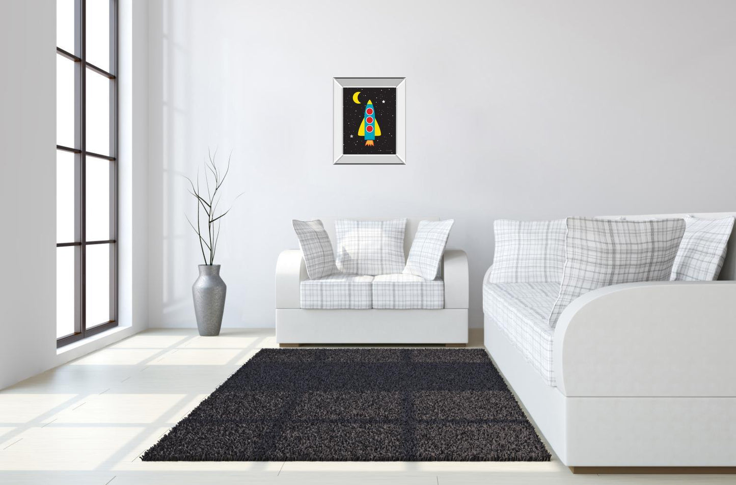 Blast Off By Ann Kelle - Mirror Framed Print Wall Art - Black Classy Art