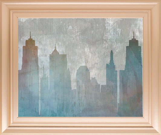 Urban Reflections By Louis Dunca-he - Framed Print Wall Art - Blue Classy Art