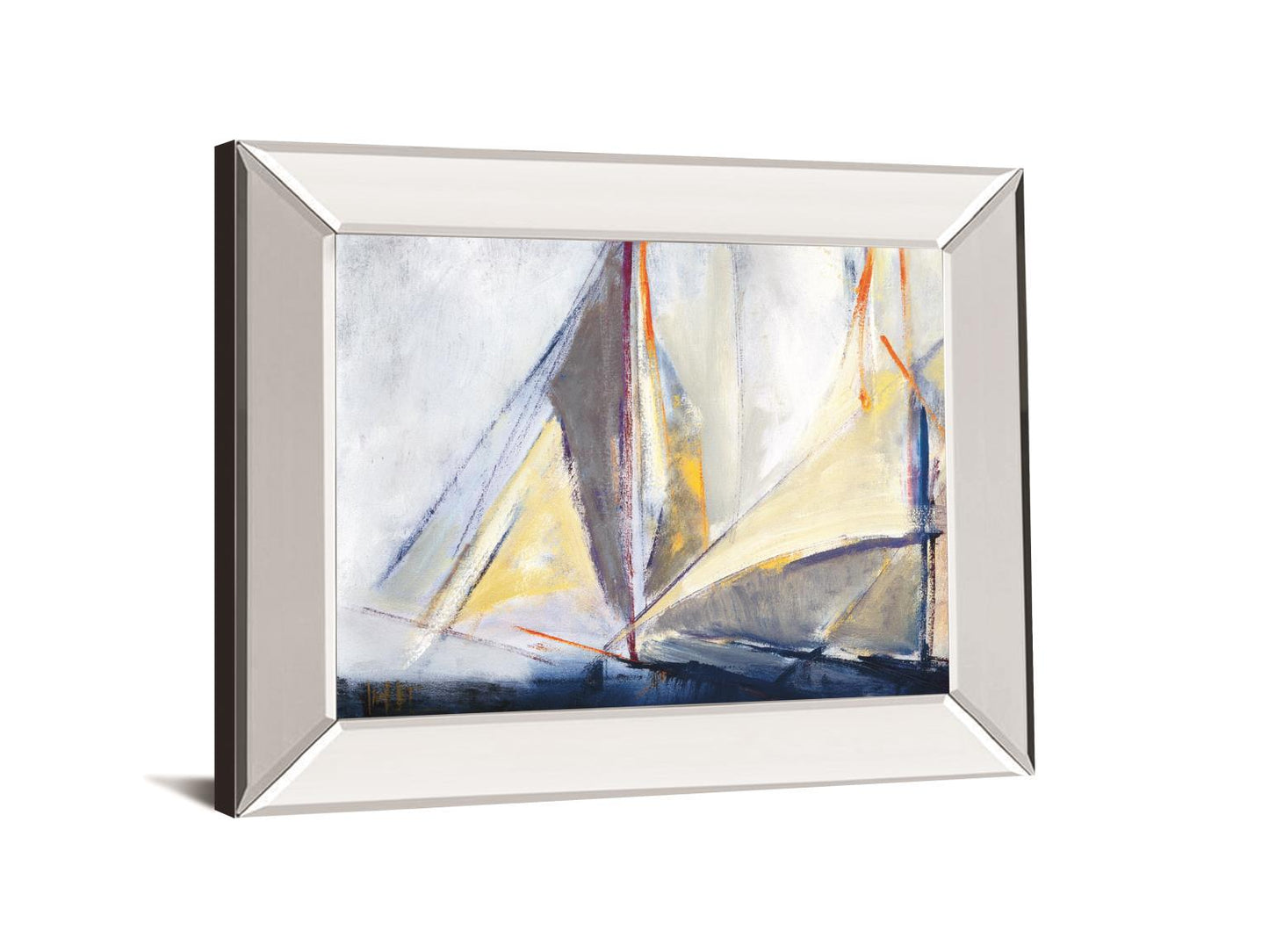 Light Breeze By Torres, M.A. - Mirror Framed Print Wall Art - Blue Classy Art