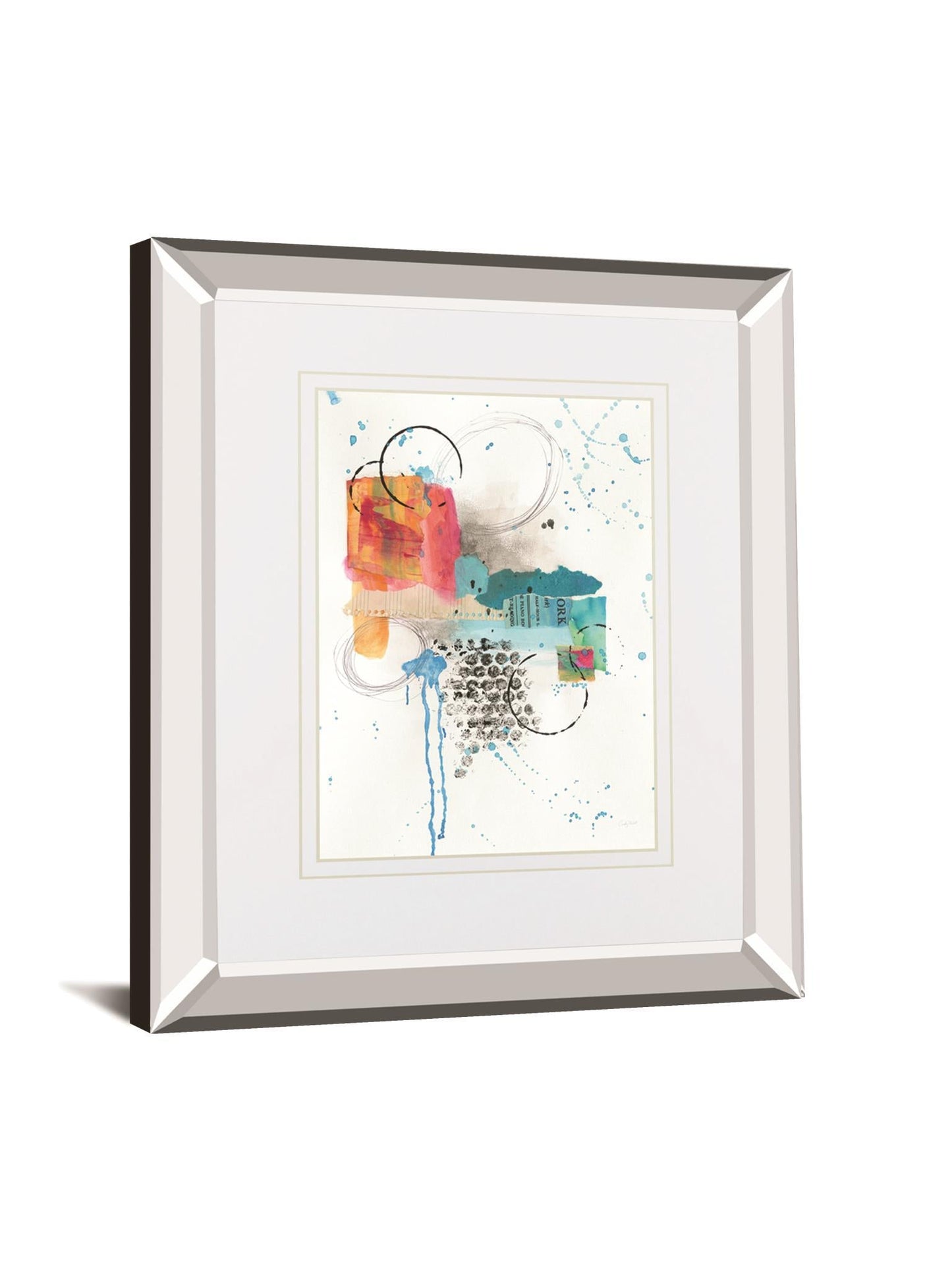 Abstract Skyline I By Courtney Prahl Mirrored Frame - Red Classy Art