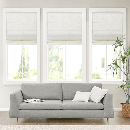 Linen Blend Light Filtering Cordless Roman Shade White Olliix.com