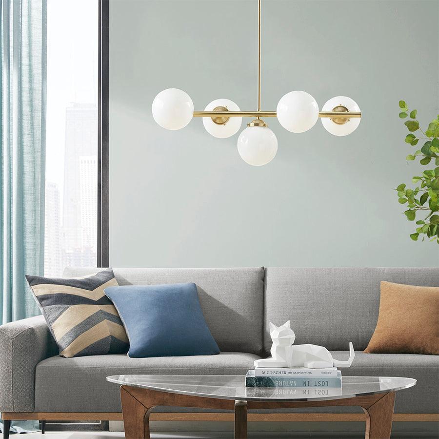 5-Light Chandelier with Frosted Glass Globe Bulbs Gold II151-0133 Olliix.com