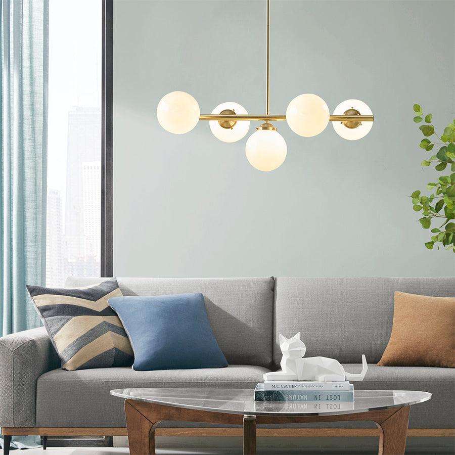 5-Light Chandelier with Frosted Glass Globe Bulbs Gold II151-0133 Olliix.com