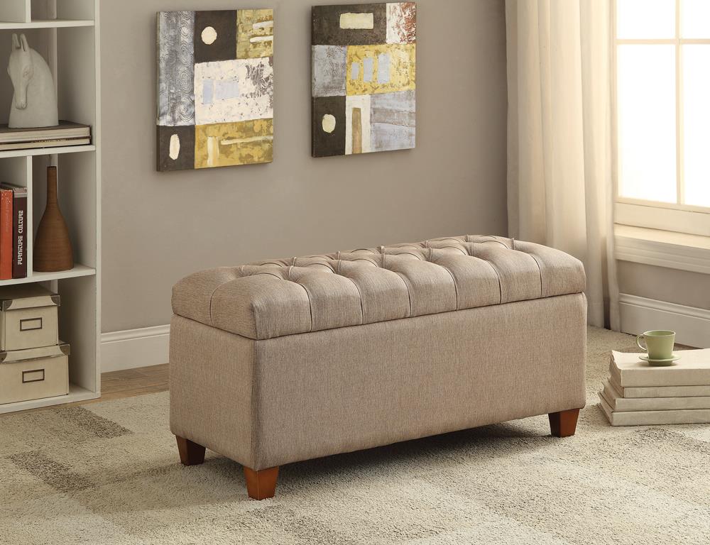 Tufted Taupe Storage Bench Coaster Z2 Premium