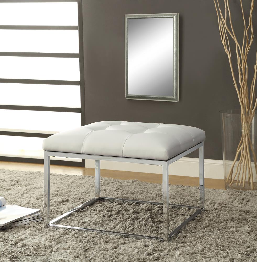 G500423 Contemporary White and Chrome Ottoman Coaster Z2 Premium