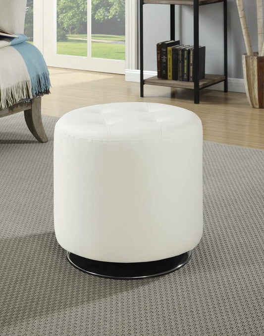 G500554 Contemporary White Round Ottoman Coaster Z2 Premium