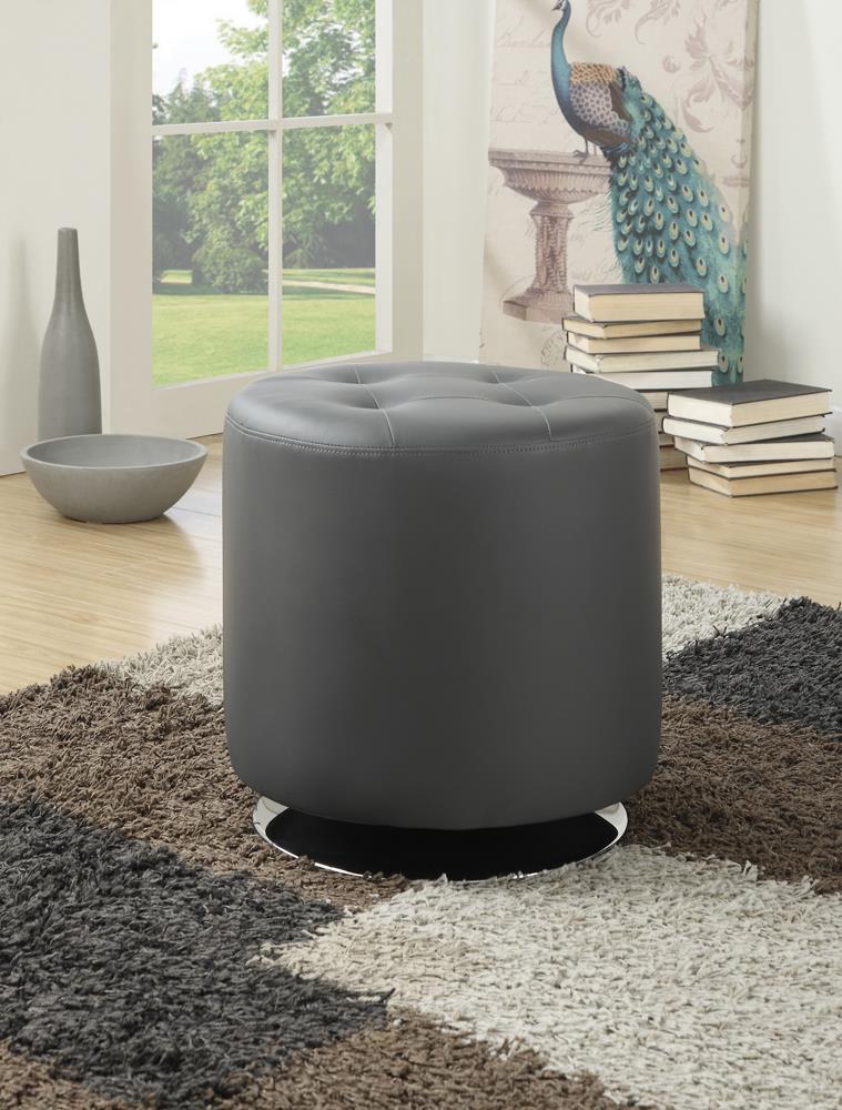 G500554 Contemporary Grey Round Ottoman Coaster Z2 Premium