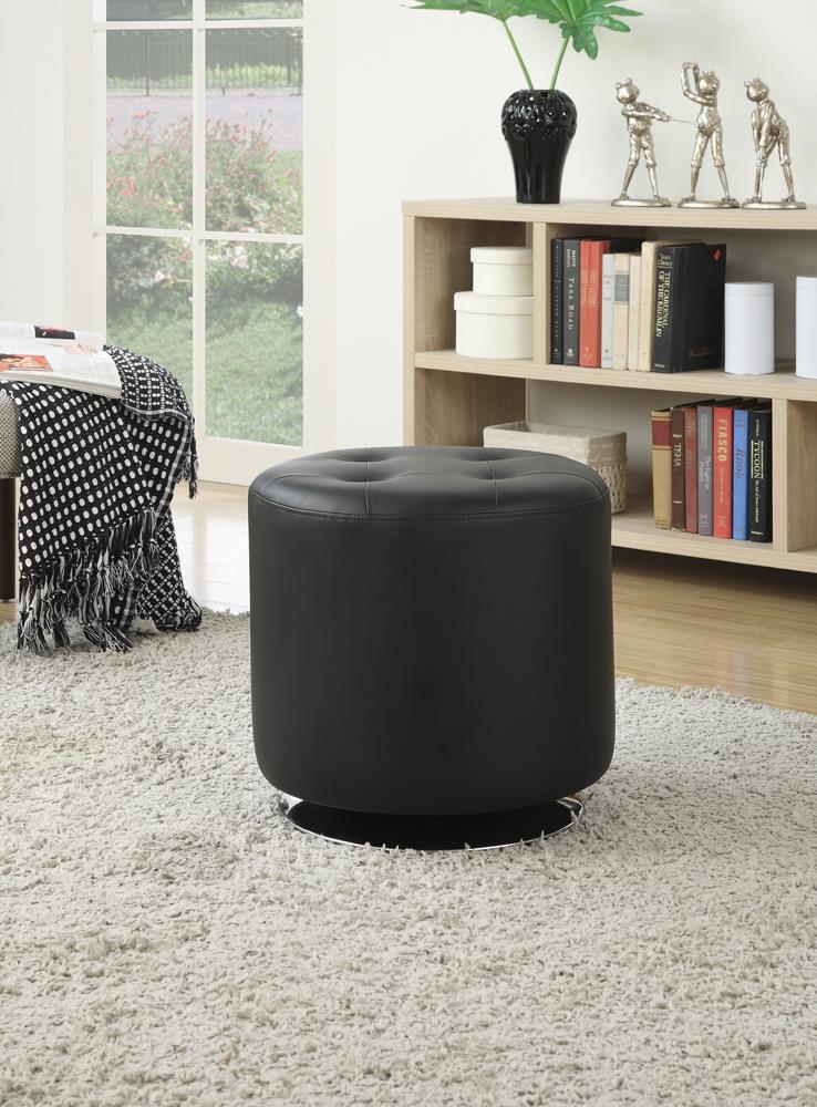 G500554 Contemporary Black Round Ottoman Coaster Z2 Premium