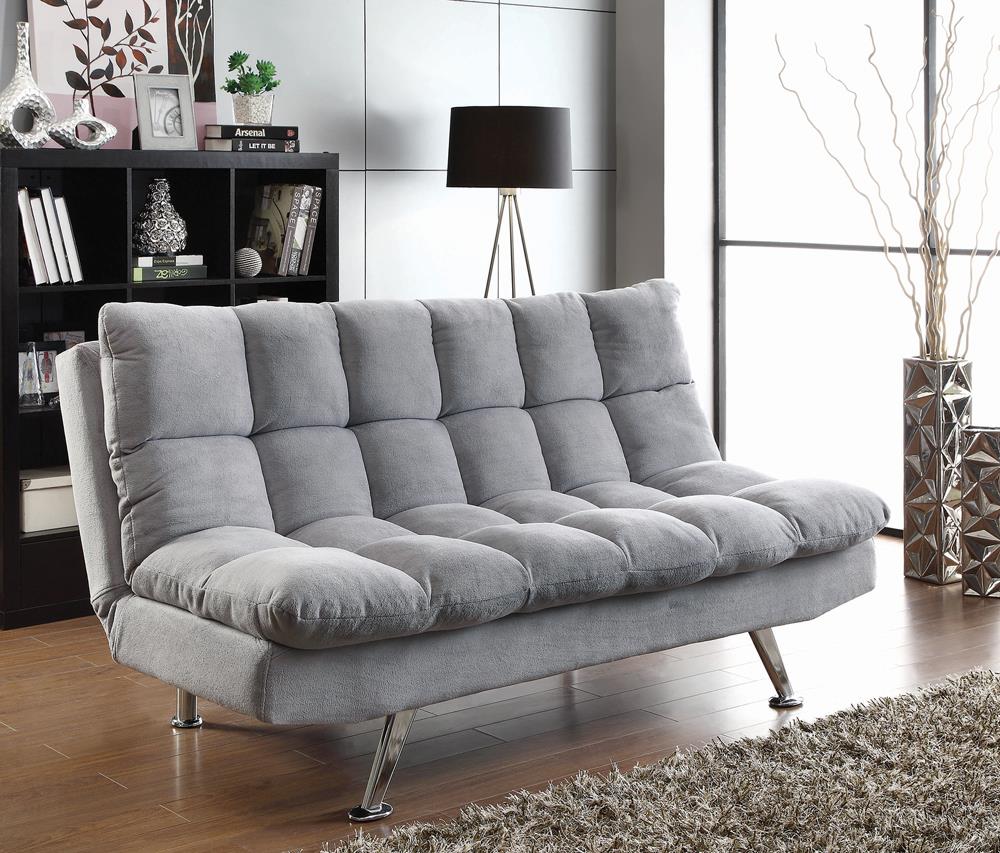 Transitional Dark Grey and Chrome Sofa Bed Coaster Z2 Premium