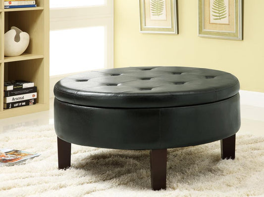 G501010 Casual Dark Brown Round Ottoman Coaster Z2 Premium