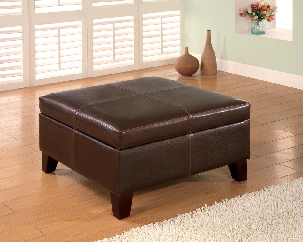G501042 Casual Dark Brown Square Ottoman Coaster Z2 Premium