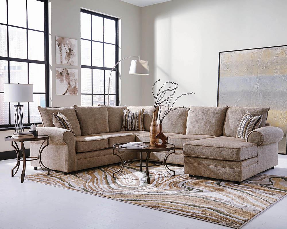 Fairhaven Transitional Cream Herringbone Sectional Coaster Z2 Premium