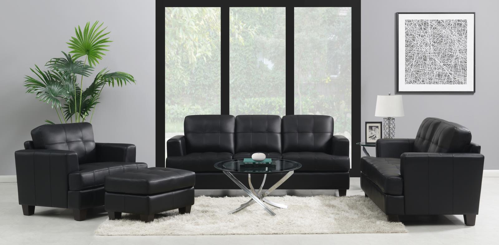 Samuel Transitional Black Three-Piece Living Room Set Coaster Z2 Premium